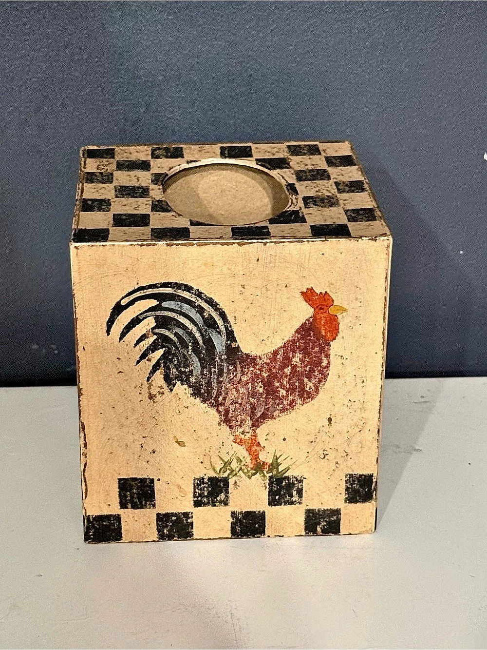 Yoder's Rooster TB-006 Checkered Tissue Box Cover Cottage Core
